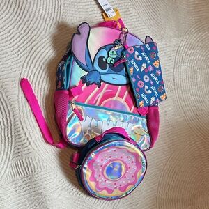 Stitch Kids Backpack & Lunch Bag with Pink and Blue Accents NEW
